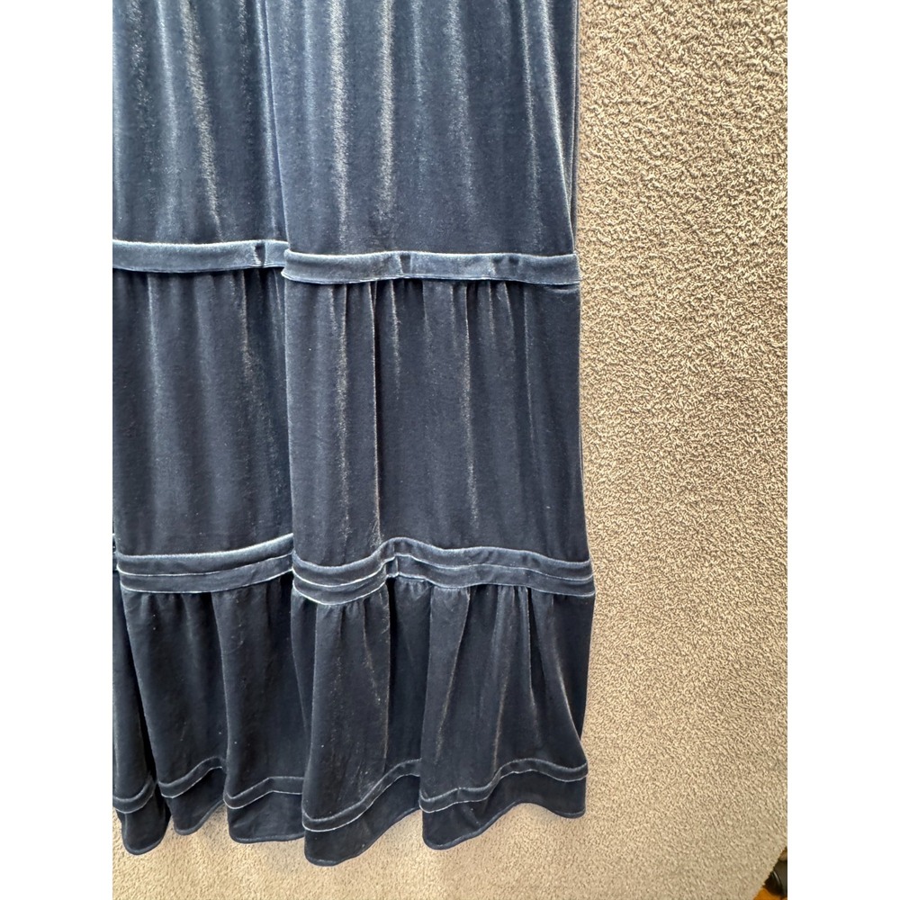 Umgee Velvet Whimsigoth Tiered Maxi Dress XL Teal Boho Flutter Sleeve NWT - Picture 6 of 14